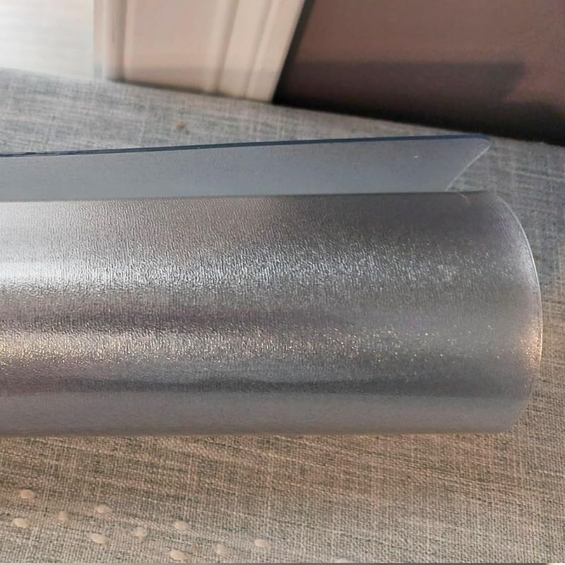Photo 1 of Clear PVC Table Cover Protector 36x56 inchs / 90x143 cm, 2 (mm) Thickness Translucent Frosted, Plastic Table Cover, Dining Waterproof PVC Clear Table Cover Protector, Writing Desk Protector Mat
