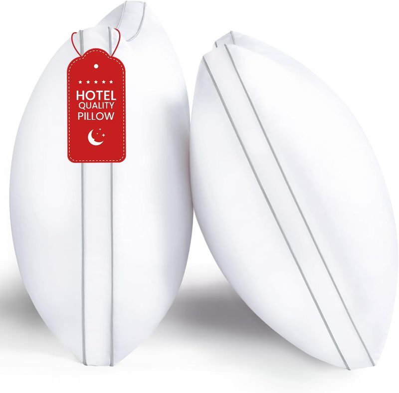 Photo 1 of Pillows King Size Set of 2, Gusseted Bed Pillows for Sleeping 2 Pack, Luxury Hotel Quality, Supportive King Pillow with Soft Down Alternative for Back Stomach Side Sleepers,Machine Washable