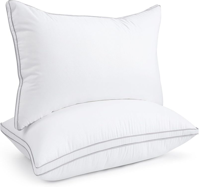 Photo 1 of viewstar Pillows Queen Size Set of 2, Hotel Quality, Down Alternative Gusseted Bed Pillows for Side, Back, or Stomach Sleepers, White, 19" x 28"