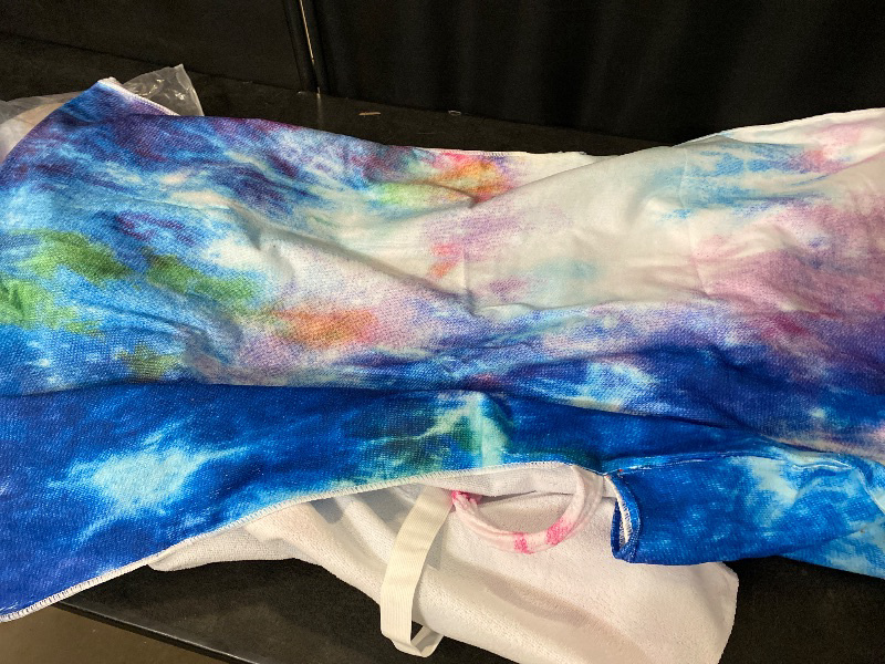 Photo 1 of Lounge Chair Towel Cover, (Pack of 2), Beach Chair Cover with Pockets, Pool Chair Covers for Outdoor Beach Furniture Sun Lounger, No Sliding, 85 X 30 in, Tiedye Blue Purple