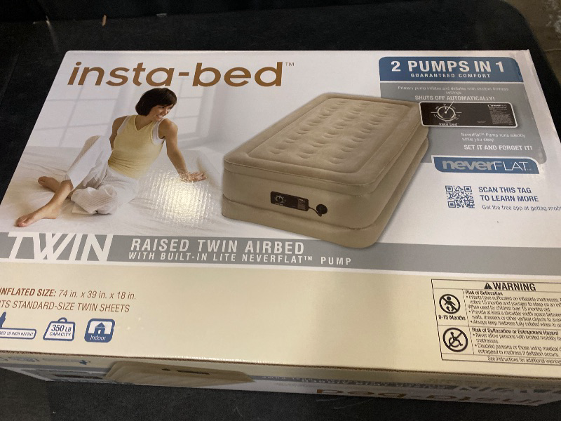 Photo 1 of Simpli Comfy 18" Raised Twin Inflatable Air Mattress with Built-in AC Pump, Fast Self-Inflating Blow Up Air Bed with Waterproof Top for Home, Travel, Camping 75” x 40” x 18"