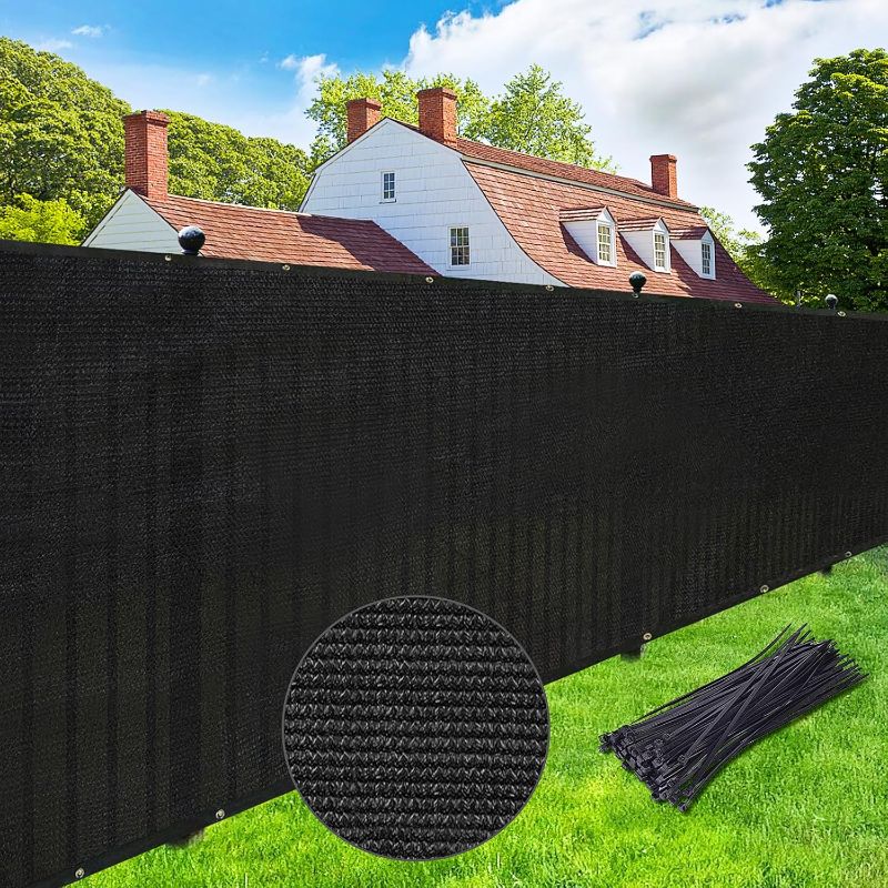 Photo 1 of UPGRADE Privacy Screen 6' x 50' Fence Commercial Shade Cover with Brass Grommets Heavy Duty Perfect for Outdoor Back Yard, Black, Customizable