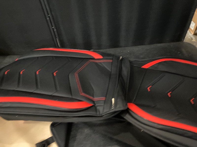 Photo 1 of FREESOO for Silverado 2014-2018 Leather Full Set Seat Covers, Fit for Chevy Silverado GMC Sierra 1500 2500 3500 Crew Cab Waterproof Truck Seat Covers BlackRed