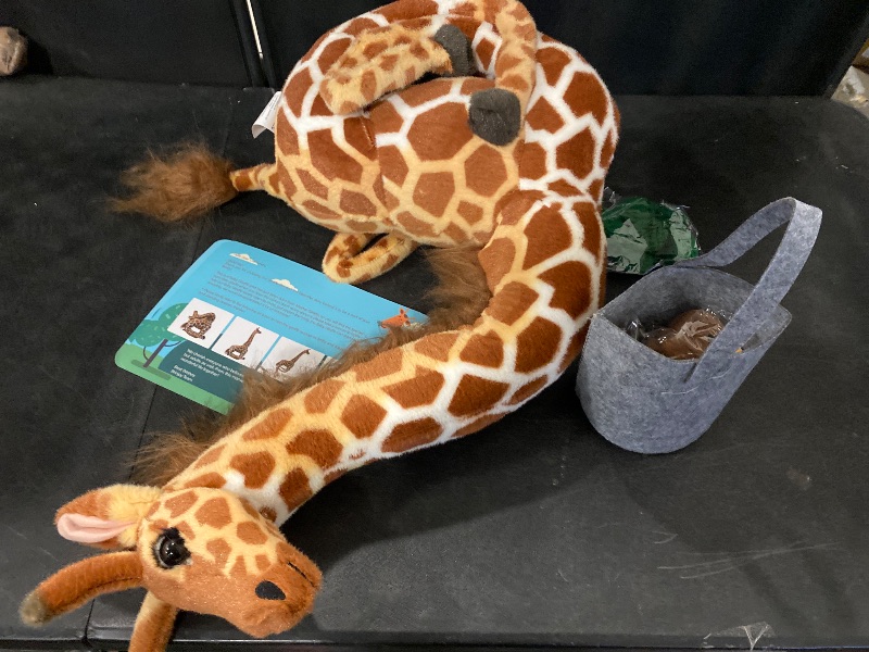 Photo 1 of Giant Stuffed Giraffe Animal Set, 47 Inch Large Giraffe Plush Toy for Kids with Bird & Basket & Leaves & Card, Toddler Lifelike Standing Toys Stuffed Animal Gift for Girls Boys