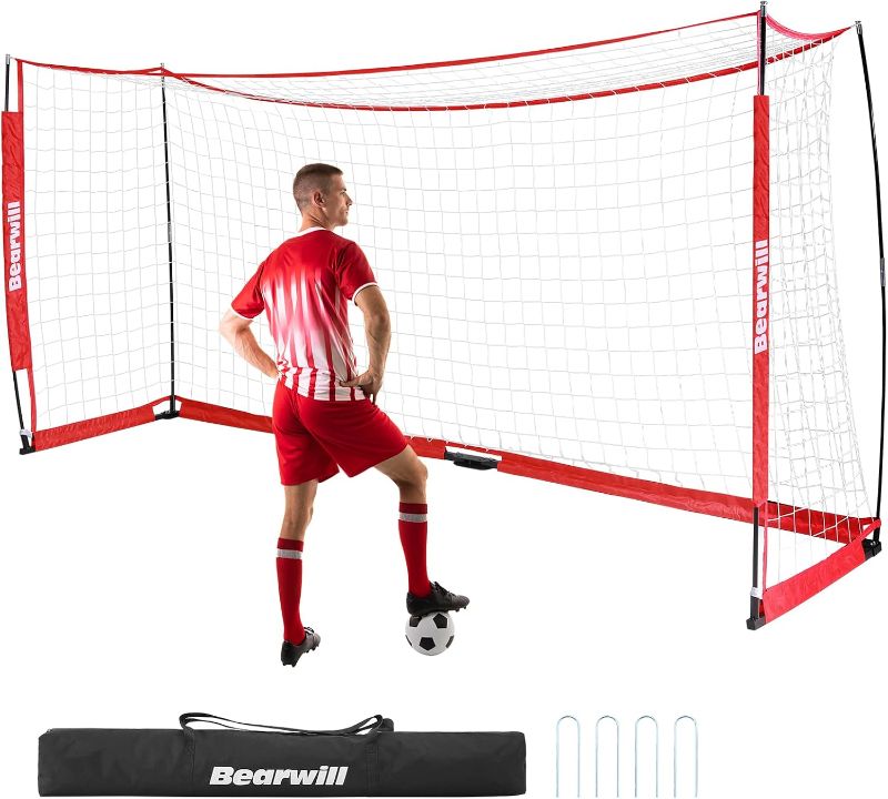 Photo 1 of Bearwill Soccer Goal, 12X6FT Soccer Net Easy Setup, Portable Soccer Goals for Backyard with Upgraded Collapsible Metal Base, Outdoor Indoor Soccer Goal Net for Practice with Carry Bag