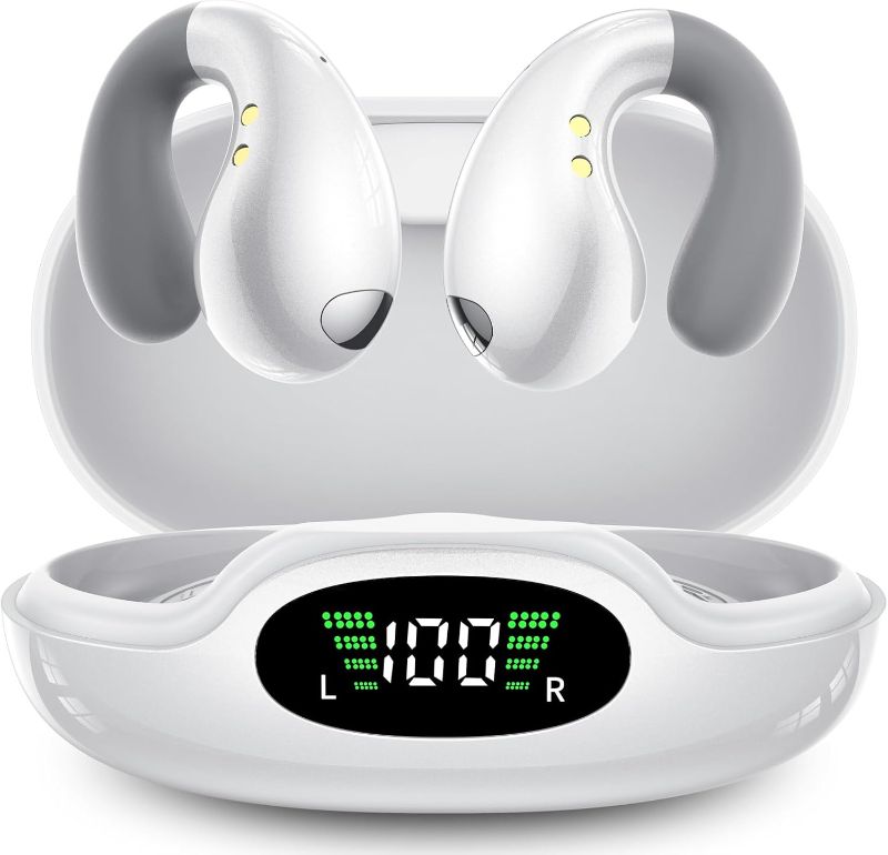 Photo 1 of Ultra Open Ear Earbuds - Ergonomic Clip-On Earbuds, Small Bone Conduction Over-The-Ear Headphones with Waterproof Design, Perfect Running Headphones for Sports and Fitness