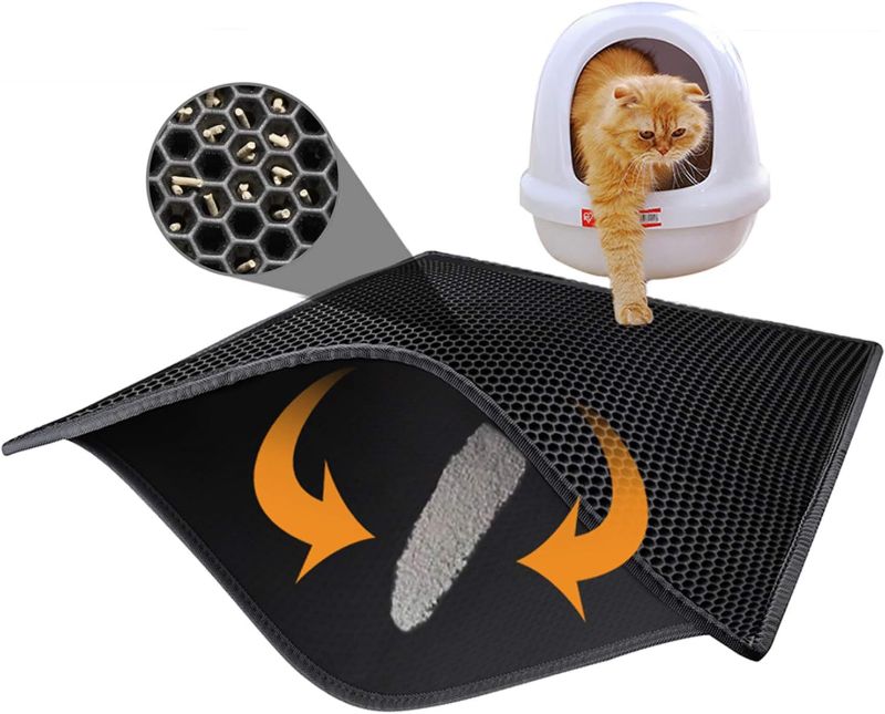 Photo 1 of Pieviev Cat ter Mat Double Layer Waterproof Urine Proof Trapping Mat 1 Pack (Black, 30x24 Inch (Pack of 1))