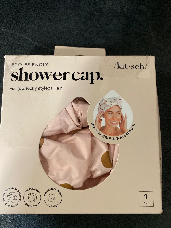 Photo 1 of Kitsch Luxury Shower Caps for Women Reusable Waterproof - Large Shower Cap for Women, Non-slip, Quick-dry Hair Cap for Long and Short Hair, Comfortable and Stylish Design - Blush Dot