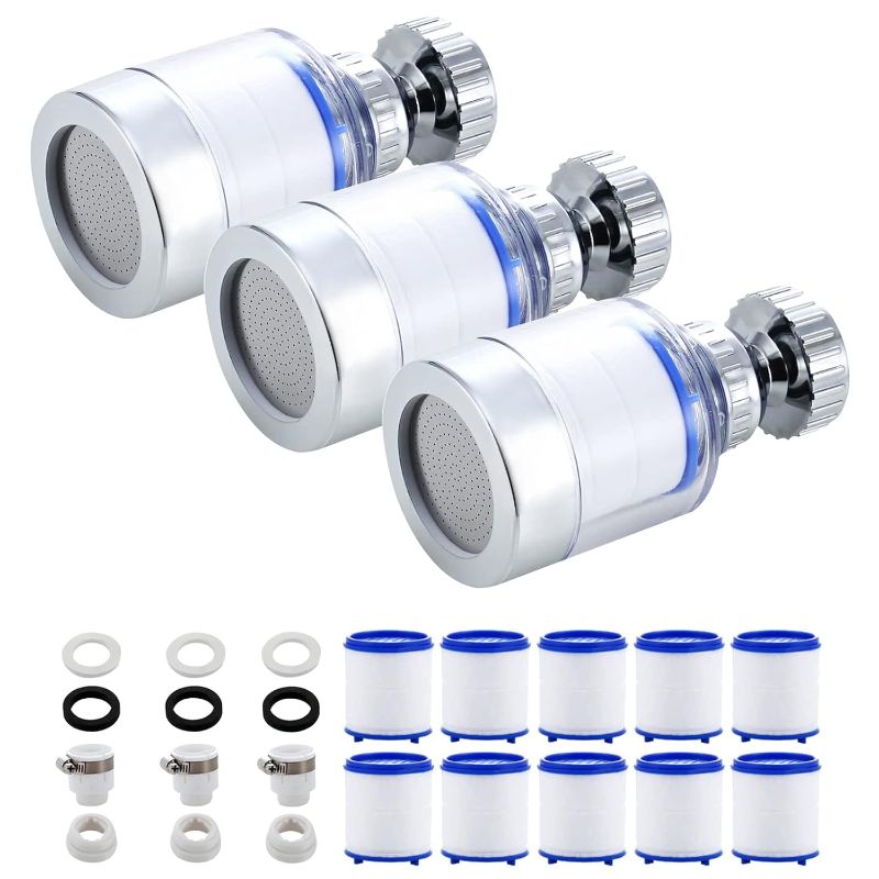 Photo 1 of YOTAN Sink Filter Water Faucet, Universal 360 ° Rotating Bathroom Sink Filter, Kitchen Faucet Water Filter-Removes Chlorine Fluoride Heavy Metals Hard Water for Home Kitchen & Bathroom (3 Pcs)