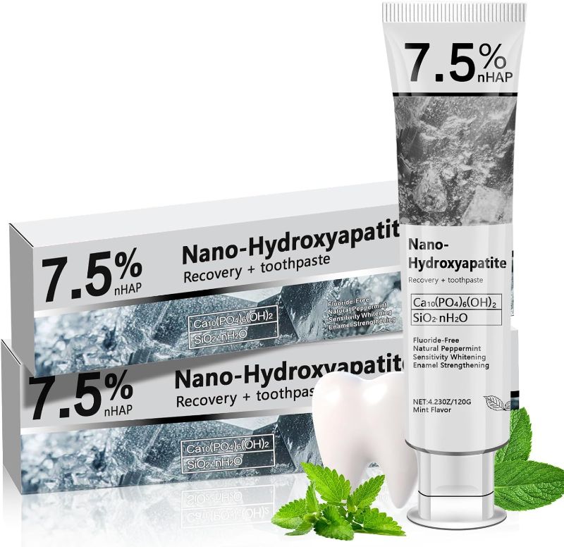 Photo 1 of Hydroxyapatite Toothpaste for Advanced Enamel Protection & Tooth Strengthening, Fluoride-Free Fluoride-Free Formula with Gentle Mint, Fresh Breath, Reduce Tooth Sensitivity 2pcs