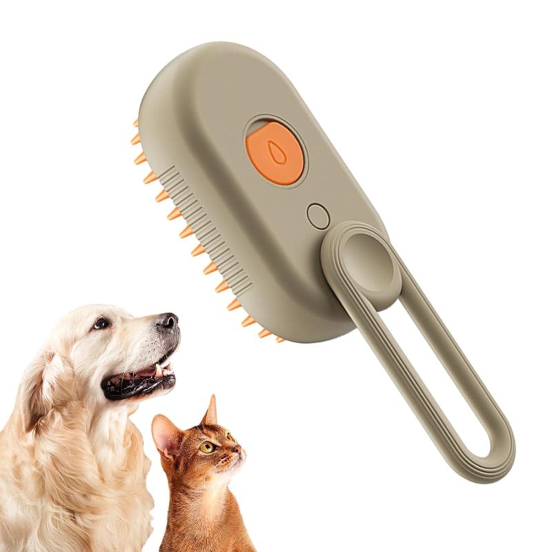 Photo 1 of Steamy Pet Brush - Convenient Hair Removal, Easy Collection, Massage Function - Ideal Steam Brush for Cats! (Coffee)