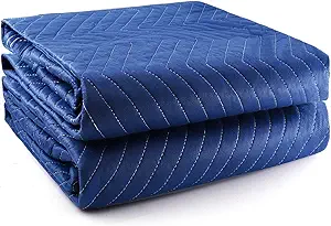 Photo 1 of 2 Pack Moving Blankets 40''x72''Heavy Duty Packing Blankets for Protecting Furniture Moves Storage, Professional Quilted Shipping Furniture Pads Navy (Blue)