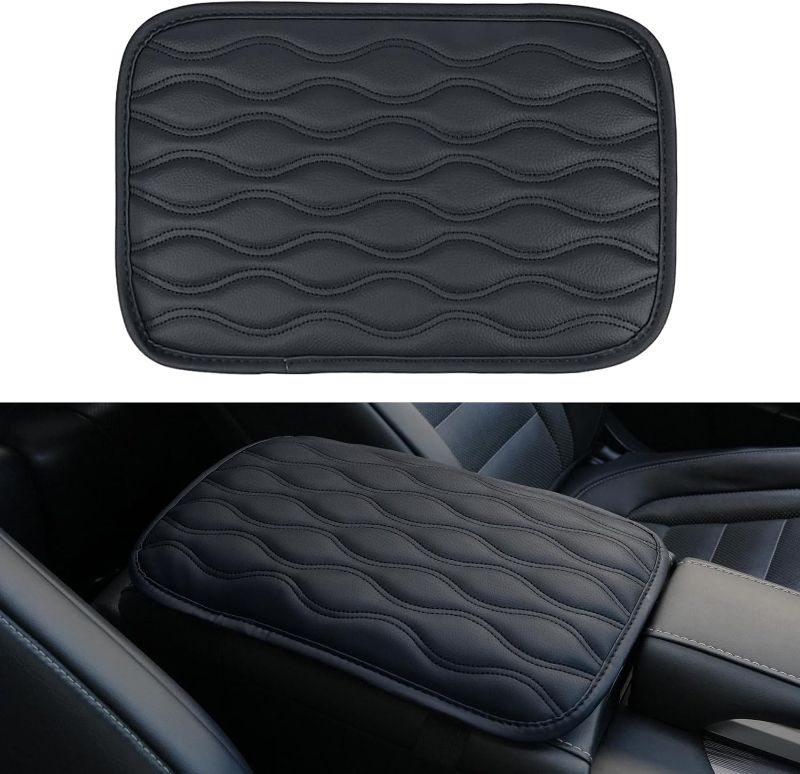Photo 1 of Amiss Auto Center Console Pad, Universal Waterproof Car Armrest Seat Box Cover, Car Interior Accessories, Leather Auto Armrest Cover Protector for Most Vehicle, SUV, Truck (Black)