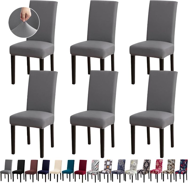Photo 1 of Chair Covers, Stretch Kitchen Dining Room Chair Covers Set of 6, Removable Washable Dining Chair Slipcovers for Home, Hotel, Banquet