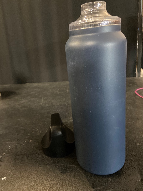 Photo 1 of 40 oz Insulated Water Bottle for Sports: 3 Lids, Leakproof, Keep Ice 24H and Hot 12H, Double Wall, Large Metal Water Flask with Handle for Camping, Hiking, Outdoors, Workout, Travel (Navy Blue)