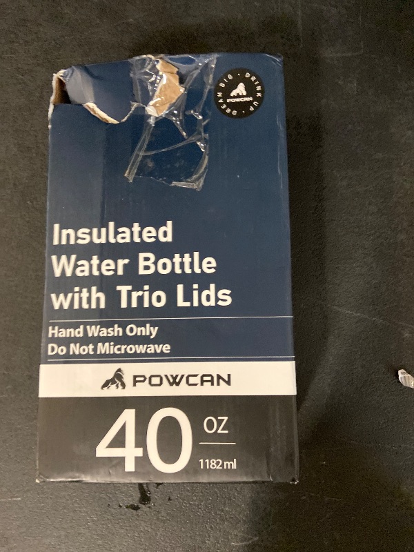 Photo 1 of 40 oz Insulated Water Bottle for Sports: 3 Lids, Leakproof, Keep Ice 24H and Hot 12H, Double Wall, Large Metal Water Flask with Handle for Camping, Hiking, Outdoors, Workout, Travel (Navy Blue)