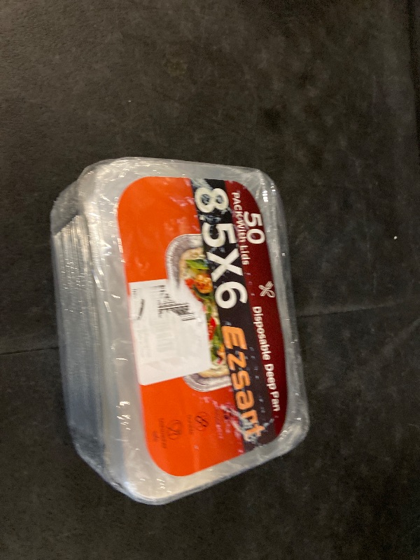 Photo 1 of Aluminum Pans with Lids - 50 Pack 2.25LB Capacity Disposable Pans, 8.5”x6” Heavy Duty Tin Foil Pans with Lids for Cake Baking, Cooking, Heating, Storing, Prepping Food