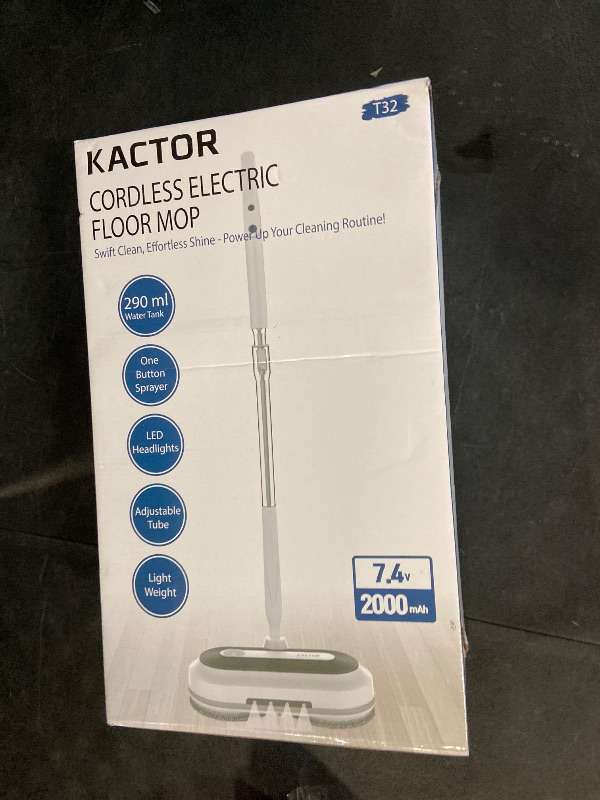 Photo 1 of Cordless Electric Spin Mop, Electric Floor Cleaner with Water Sprayer & LED Headlight, 50mins Working Time, 290ml Water Tank, Adjustable Tube, Self-Propelled Multi-Surfaces Floor Mop for Home Cleaning