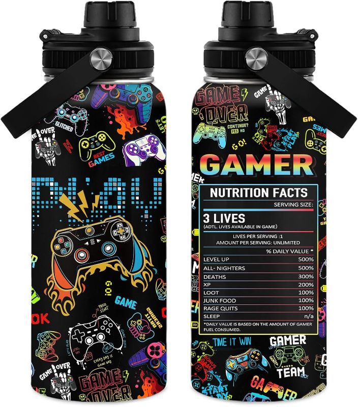 Photo 1 of Gaming Gamer Gifts 32oz Gaming Gamepad Water Bottles, Gamers Gifts for Kids Teen Game Boys Son Adults Gaming Tumbler Presents Gamers Birthday Party Christmas Game Decor Gift Gamer Cup