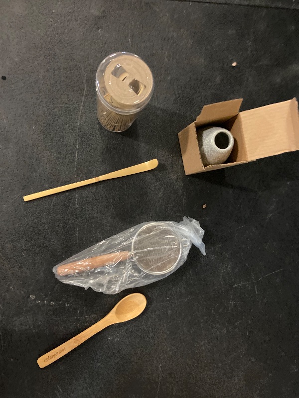 Photo 1 of COANTO Matcha Whisk Set - Includes Sifter Bamboo Whisk (Chasen), Tea Spoon, Spoon Holder, Scoop and Whisk Holder, 6pcs (No Bowl Included)