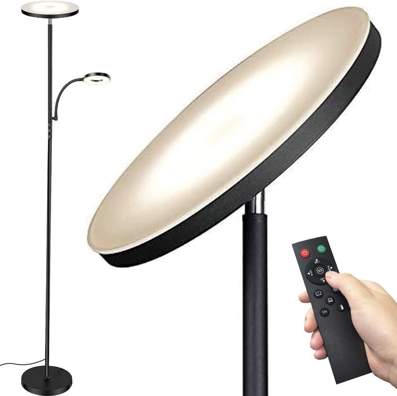 Photo 1 of Floor Lamp, Upgraded 42W 4000LM Super Bright LED Floor Lamp for Living Room Bedroom, Dimmable Standing Reading Floor Lamps with Remote & Touch Control