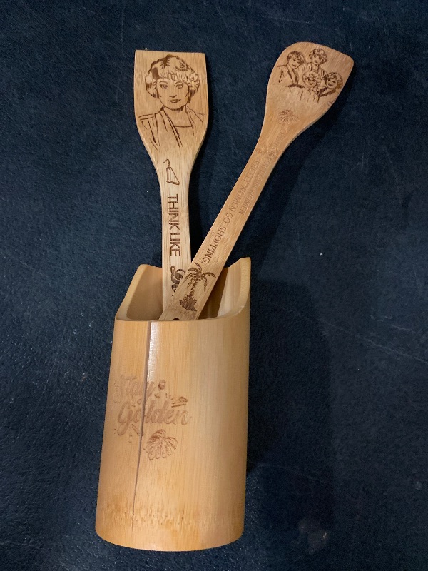 Photo 1 of Golden Kitchen Decor Accessories Wooden Spoons for Cooking -Golden Merchandise for Friends, Bamboo Utensils Gifts for Women, Birthday & House Warming Gift for Friend,7pcs