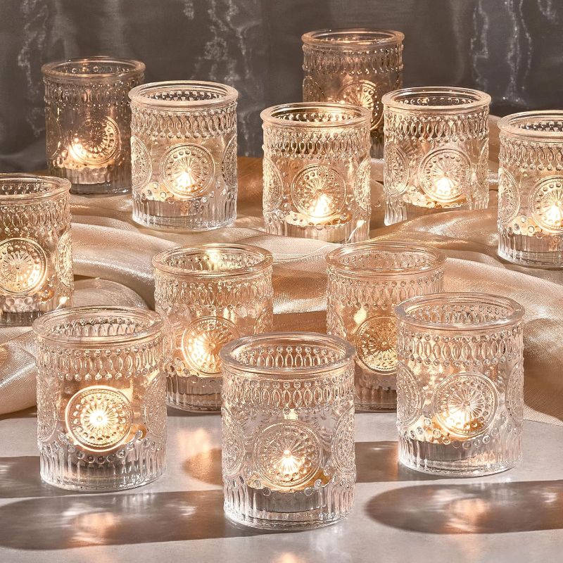 Photo 1 of 30 Pack Clear Glass Votive Candle Holders, Vintage Candle Holder Bulk, Tealight Candle Holders for Table Centerpieces, Home, Bridal Shower, Birthday, Christmas, Thanksgiving Party Table Decor