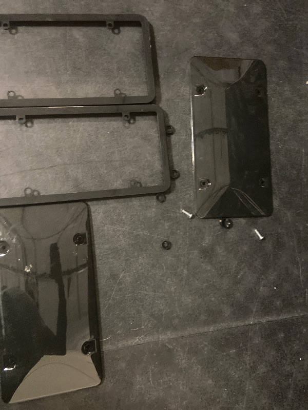 Photo 1 of 2 Pack License Plate Protector & Frame Combo, Clear Plastic Car Front/Rear Covers with Screws Caps, Universal Fit Car Accessories + Bonus Valve Stem Caps, Adhesive Pads & Mini Screwdriver