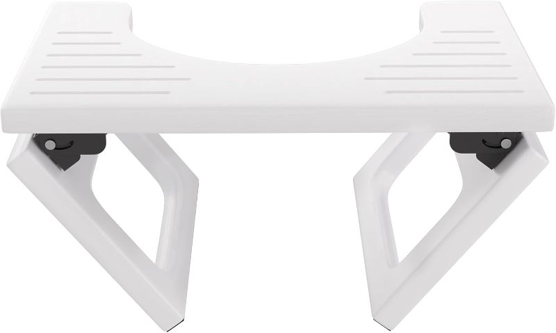 Photo 1 of AmazerBath 8.5 Inches Bamboo Toilet Stool Squat for Adults, Collapsible Poop Stool for Bathroom, 0.79" Thickness Squatting Potty with Non-Slip Strip, No Assembly Required, White