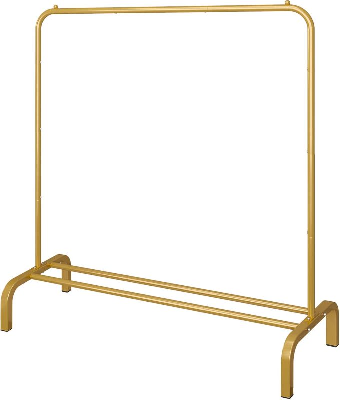 Photo 1 of JIUYOTREE Metal 43.3 Inches Garment Rack with Bottom Shelf Clothing Rack for Hanging Clothes Coats Skirts Shirts Sweaters Gold