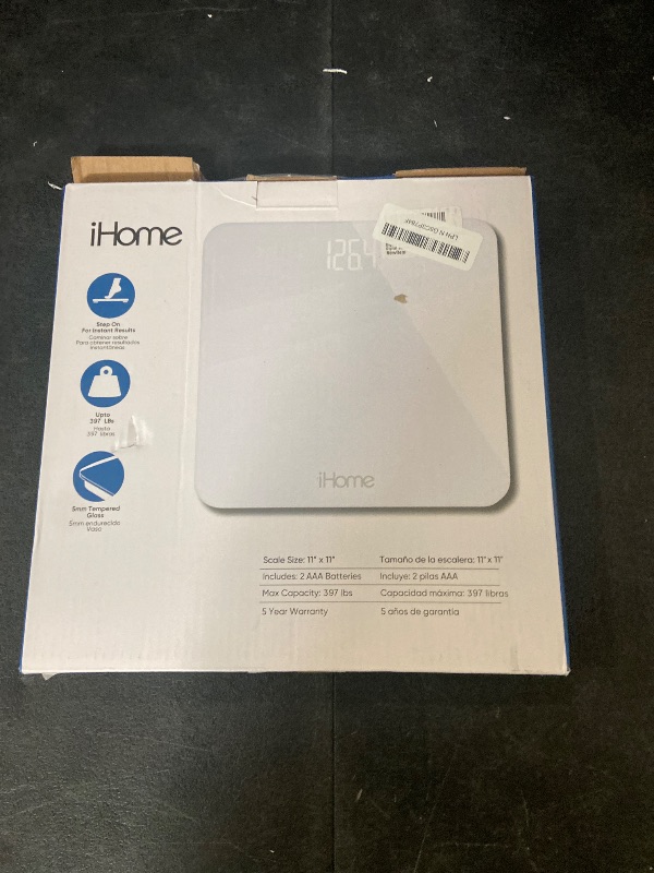 Photo 1 of iHome Digital Scale, Bathroom Scale, Batteries Included, Scale Body Weight, Weight Scale, Digital Scale, Bathroom Scales for Weight, Digital Scales for Body Weight (White)