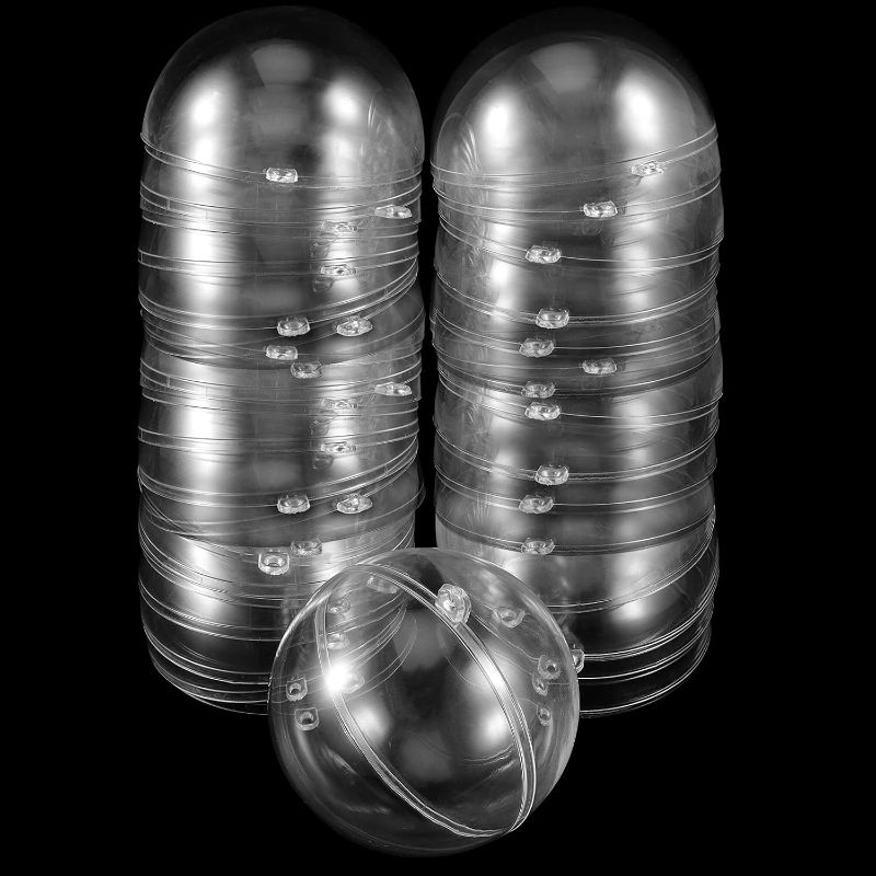 Photo 1 of HAKZEON 48 Pack 3.14 Inch Hanging Globe, 80mm Transparent Decorative Ball, Plastic Clear Fillable Baubles Ball for Festivals Ornaments Party, Home Decorations, Wedding, Birthday, Gifts, DIY Crafts