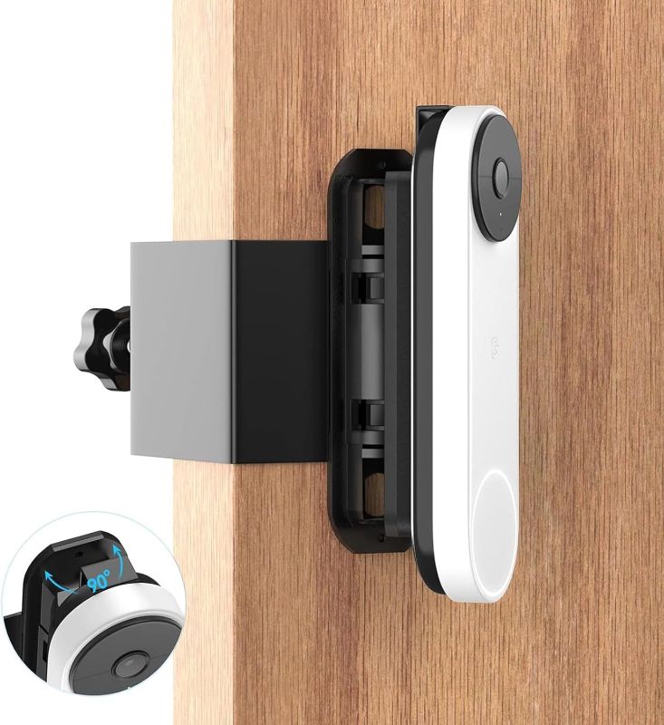 Photo 1 of Anti-Theft Adjustable Mount for Google Nest Doorbell (Battery), No Drill Mount for Google Doorbell Camera, Adjustable (45° Left and Right) Angle for Apartment Home Renters