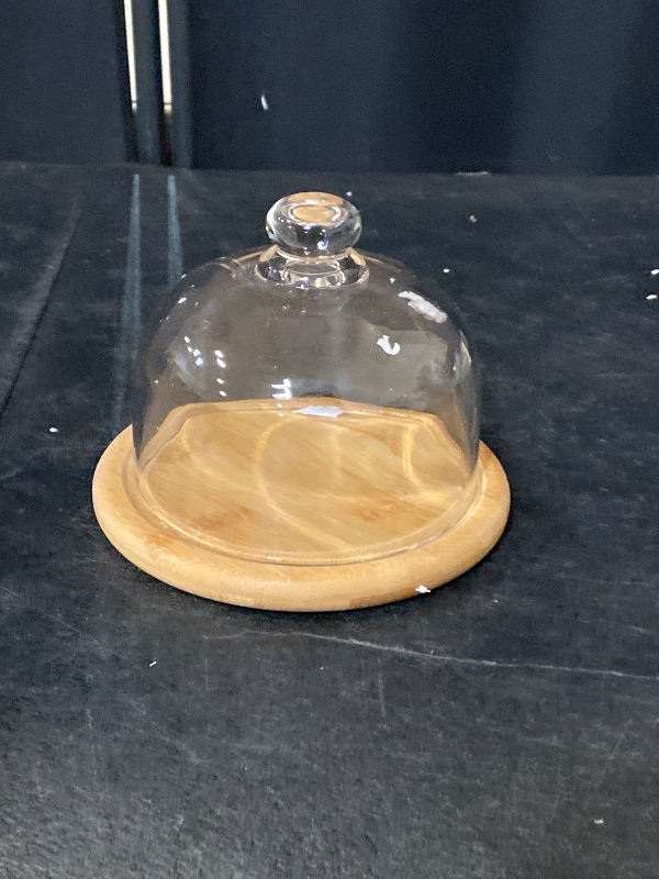 Photo 1 of Glass Dessert Dome with Base, Mini Decorative Cake Tray with Glass Dome Cover, 5.9" Cake Fruit Display Server Tray for Kitchen, Birthday, Wedding, Appetizer Dessert and Cheese Serving Platter