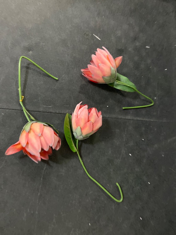 Photo 1 of Artificial Flowers Fake Silk Protea Cynaroides Plastic Flower Arrangements Decor Bouquet for Wedding Table Centerpieces 3pcs (Pink)