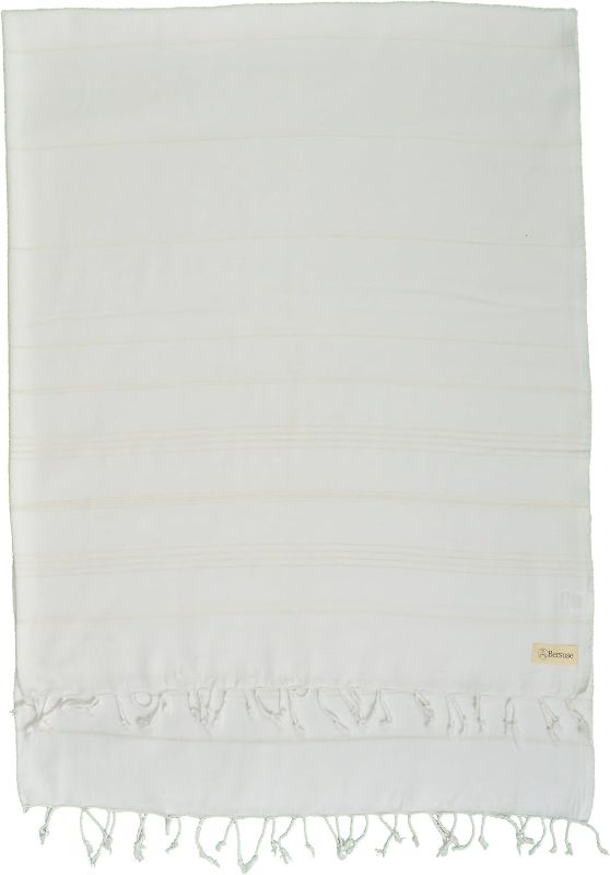 Photo 1 of Bersuse Towels Anatolia XL Beach Blanket Throw Blanket Turkish Towel 100% Cotton Extra-Large Quick-Dry Lightweight Premium Peshtemal Towel - 61x82 Inches, White