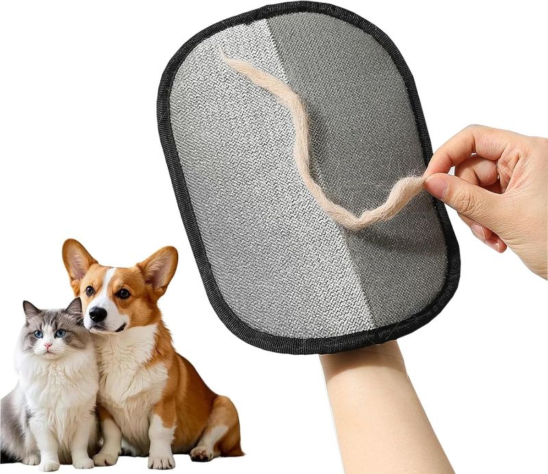 Photo 1 of 1 Pcs Pet Hair Removal Glove for Cats Dogs, Reusable Electrostatic Grooming Glove Brush Upgraded Animal Fur Removal Tool for Clothing, Couch, Carpet, Car Seat