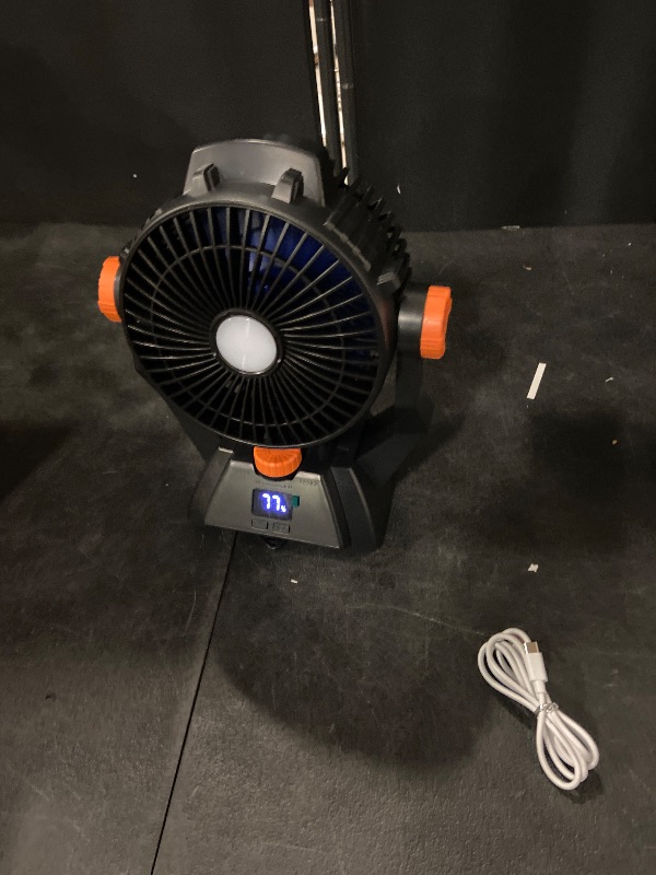 Photo 1 of Camping Fan - Rechargeable Portable Battery Powered Camping Fans for Tents with LED Light, Power Display, Timers & 360° Hanging Hook, Ultra Quiet USB Personal Tent Fan for Fishing Travel Home Office