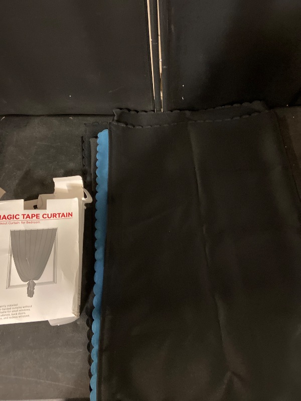 Photo 1 of AJAZZ self Adhesive Portable 100% Blackout Curtains Simple and Easy to installBedroom Window Thermal Lnsulated Kitchen Room Darkening Black Small Drapes 1-Pack