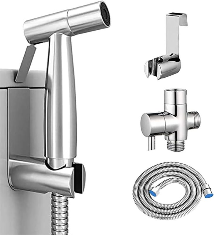 Photo 1 of Handheld Bidet Toilet Sprayer for Toilet, Adjust Water Pressure Stainless Steel Bathroom Handheld Spray, Toilet Shower, Muslim Shower, Potty Toilet Hygiene,Bathing Pets,Feminine Hygiene (1)
