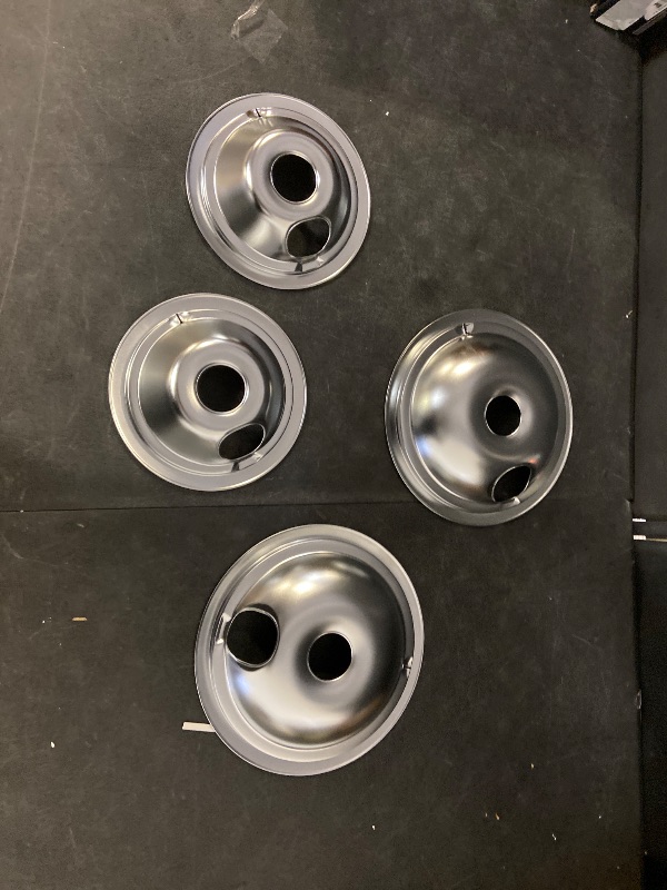 Photo 1 of 4 Pack Chrome Drip Pans, Compatible with Whirpool Kenmore Frigirate Stove Top Drip Bowls. Include 2 Pcs 6'' Range Replacement Drip Pans and 2 Pcs 8 '' Cooktop Drip Pans