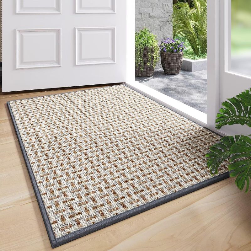 Photo 1 of Door Mat 17"x30",Door Mat Indoor Entrance Dirt Resistant and Absorbent Non-Slip Rubber Backing Front Door Mats Washable Low-Profile Indoor Mats for Entryway, Inside Entrance Easy Clean Gray