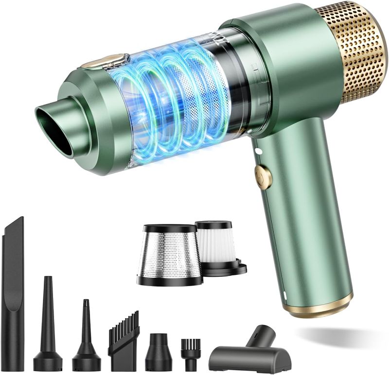 Photo 1 of JONYJ Handheld Car Vacuum Cleaner, 16000PA Hand Held Vacuum Portable Cordless, 2 in 1 Air Duster and Vacuum Cleaner with LED Light, Multi-Nozzles, 120W High Power Mini Vacuum for Home, Pet, Office