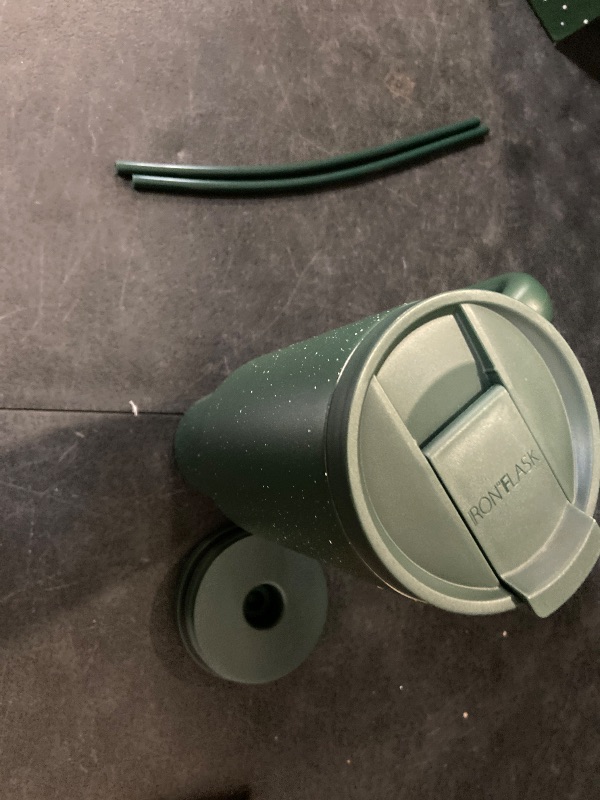 Photo 1 of IRON °FLASK Co-Pilot Insulated Mug w/Straw & Flip Cap Lids - Cup Holder Bottle for Hot, Cold Drink - Leak-Proof- Water, Coffee Portable Travel Tumbler - Sage, 40 Oz