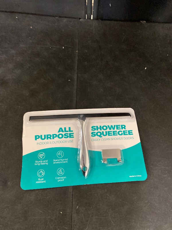 Photo 1 of All-Purpose Stainless Steel Shower Squeegee for Shower Glass Door with 2 Adhesive Hooks, Bathroom Cleaner Tool Household Window Mirror Squeegee , Cleaning Tile Wall, Car, 10 Inch Silver