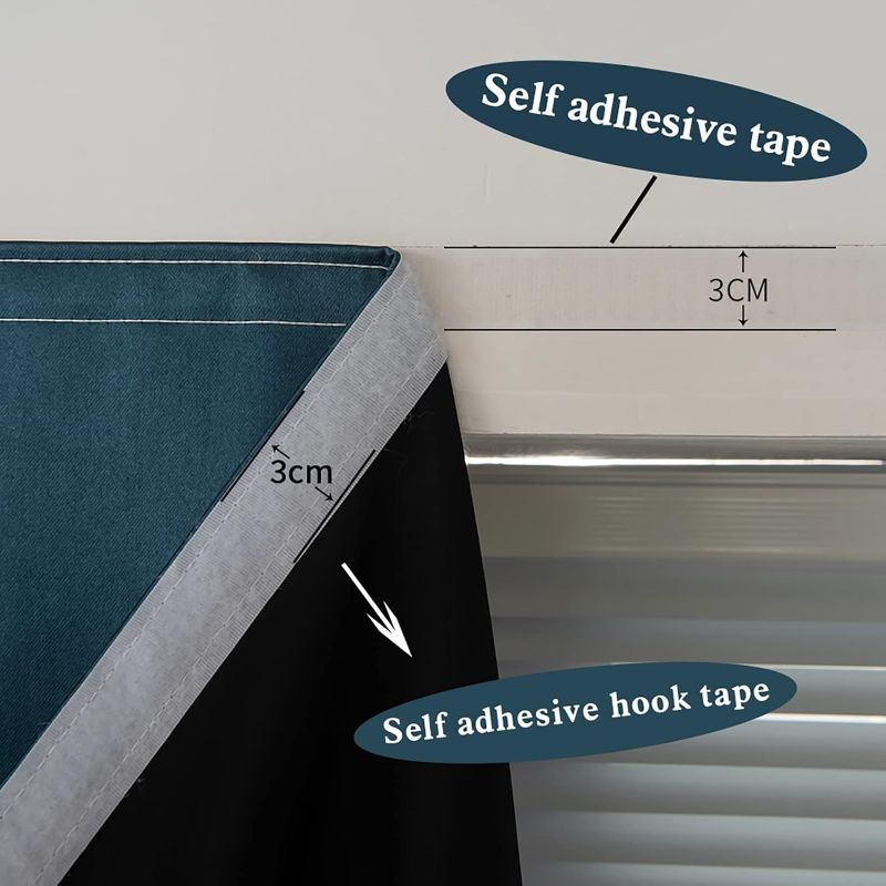 Photo 1 of AJAZZ self Adhesive Portable 100% Blackout Curtains Simple and Easy to installBedroom Window Thermal Lnsulated Kitchen Room Darkening Black Small Drapes 1-Pack