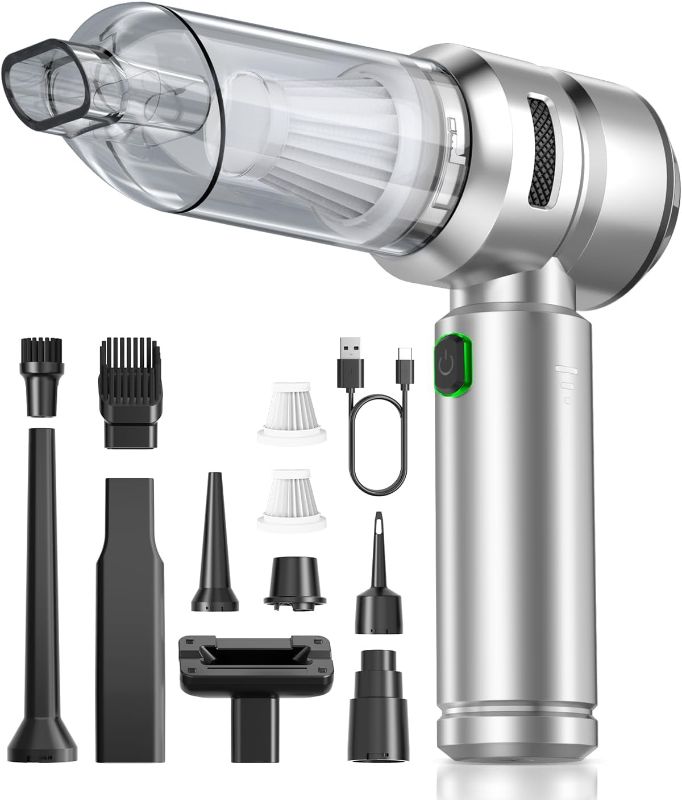 Photo 1 of Car Vacuum,3 Suction Modes,Portable Mini Cordless Cleaner with 24000pa Suction Power,Type-C Charge,Handheld Vacuum for Home,Car, Office Desk, Keyboards(Light Silver)