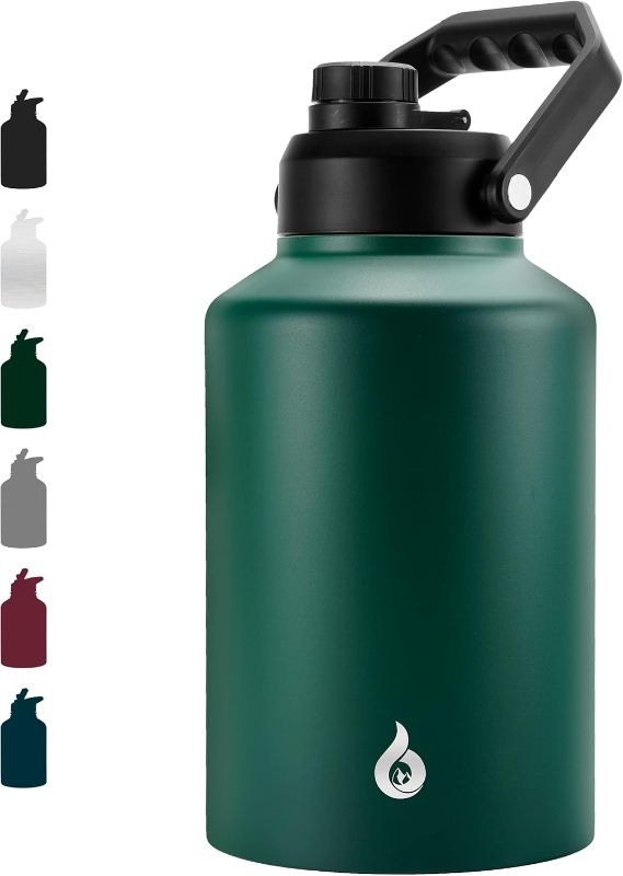 Photo 1 of BJPKPK One Gallon(128 oz) Insulated Water Bottle, Dishwasher Safe Stainless Steel Thermo, BPA Free Jug with Ergonomic Handle & Anti-slip Bottom, Large Water Bottle, Army Green