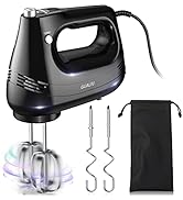 Photo 1 of Electric Hand Mixer with Stainless Steel Whisk, Dough Hook Attachment and Storage Bag, Handheld Mixer for Baking Cakes, Eggs, Cream Food Mixers. Turbo Boost /5 Speed Kitchen Blender Black