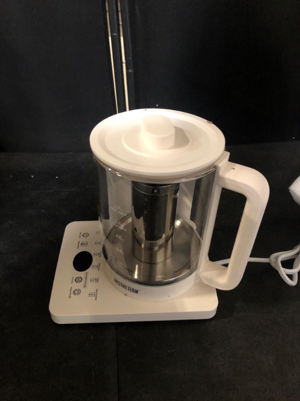 Photo 1 of Electric Tea Kettle with Infuser Temperature Control and Automatic Shut Off 24 H Keep Warm for Coffee Water Heater and Tea Pot Glass White 1.5L